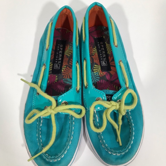 SPERRY Topsiders Shoes Size 1 Teal Biscayne EUC - Picture 5 of 8